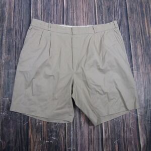 Eaton Pleated Shorts Mens 36 Tan Khaki Cotton Twill Casual Classic 00254